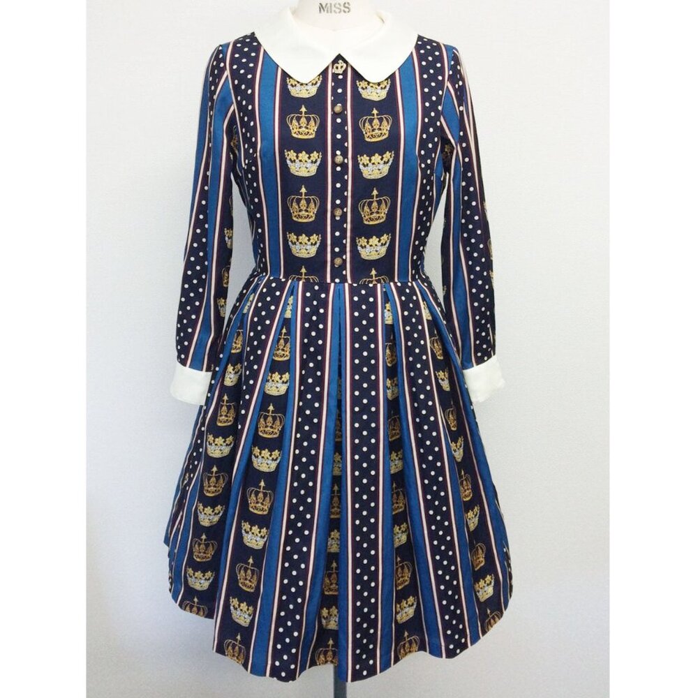 Leur Getter Navy Crown Stripe Dress